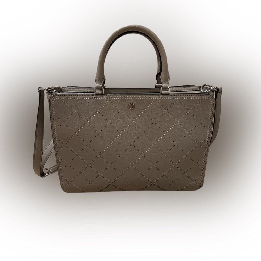 VINTAGE 2016 TORY BURCH ROBINSON CROSSHATCH HANDBAG W/ RECEIPT ORIG $455